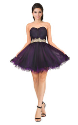 1 of 2 Elizabeth K GS1055 Dress Black-Purple