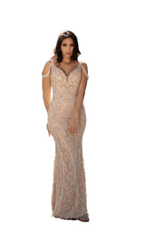 1 of 6 Chic and Holland HF1530 Dress Champagne
