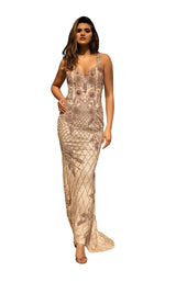 1 of 4 Chic and Holland HF1531 Dress Champagne
