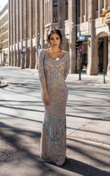 2 of 4 Chic and Holland HF1537 Dress Nude-Periwinkle