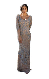 1 of 4 Chic and Holland HF1537 Dress Nude-Periwinkle