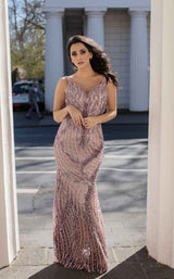 2 of 4 Chic and Holland HF1609 Dress Mauve-Multi