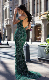 3 of 4 Chic and Holland HF1636 Dress Emerald-Silver