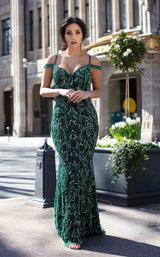 2 of 4 Chic and Holland HF1636 Dress Emerald-Silver