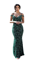 1 of 4 Chic and Holland HF1636 Dress Emerald-Silver