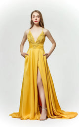 1 of 7 Jadore J19026 Dress Yellow