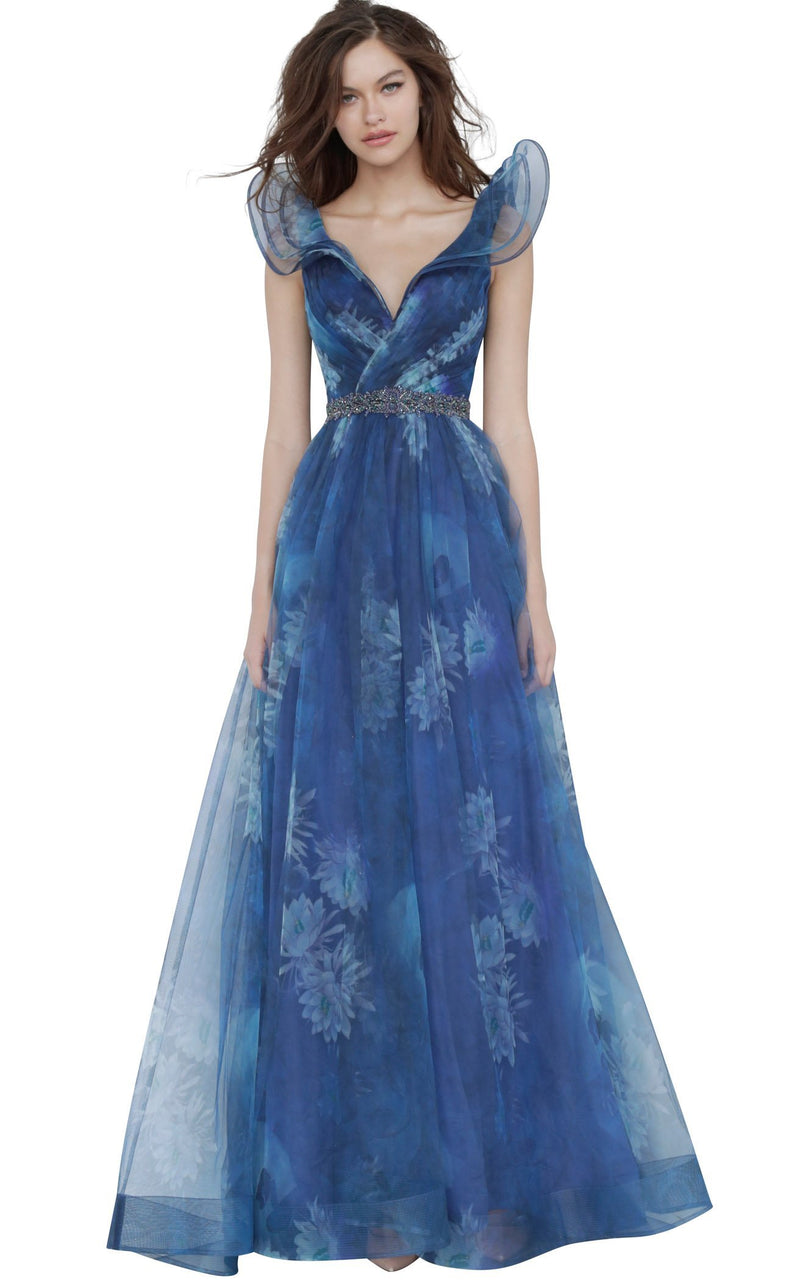 JVN JVN2342 Dress Blue-Print