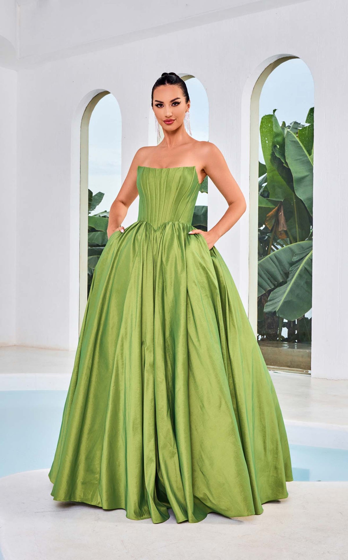 green emerald velvet dress Jadore JM306 Dress