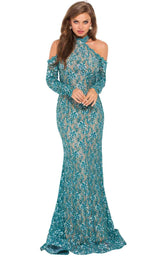 1 of 8 Jovani 58376 Teal