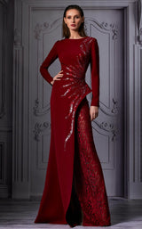 1 of 3 MNM Couture K3850 Dress Burgundy