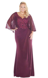 1 of 6 Mac Duggal Fabulouss 77308F Burgundy