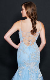 7 of 8 Nina Canacci 9120 Dress Blue-Ivory