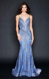 2 of 8 Nina Canacci 9127 Dress Steel-Blue