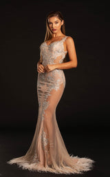 2 of 3 Portia and Scarlett PS21129 Dress Nude-Silver