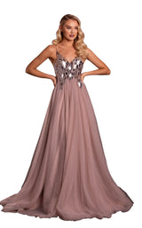 1 of 3 Portia and Scarlett PS21185 Dress Mauve-Silver