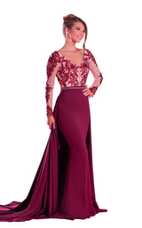 1 of 2 Portia and Scarlett PS21189 Dress Burgundy