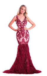 3 of 6 Portia and Scarlett PS21234 Dress Burgundy