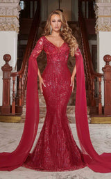 1 of 8 Portia and Scarlett PS22168 Dress Deep-Red