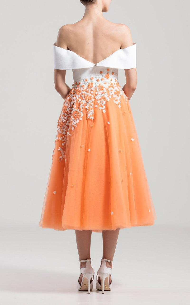 Saiid Kobeisy RTWSS2029 Dress White-Orange
