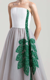 3 of 3 Saiid Kobeisy RTWSS2031 Dress White-Mink-Emerald