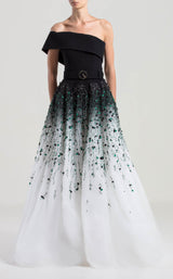 1 of 3 Saiid Kobeisy RTWSS2039 Dress Black-White-Emerald