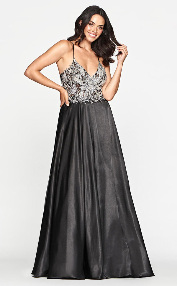 Faviana S10537 Dress Black-Silver