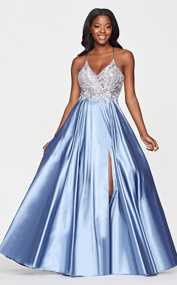 Faviana S10537 Dress Steel-Blue-Silver