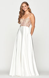 1 of 2 Faviana S10649 Dress Ivory-Rose-Gold