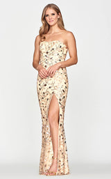 2 of 4 Faviana S10650 Dress Nude-Gold