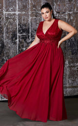 1 of 5 Cinderella Divine S7201 Dress Deep-Red