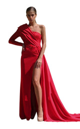 1 of 2 Edward Arsouni Couture SS593 Dress Red