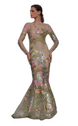 1 of 2 Edward Arsouni Couture SS595 Dress Nude-Multi