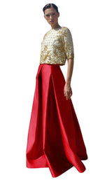 1 of 2 Edward Arsouni Couture SS597 Dress Red-Ecru