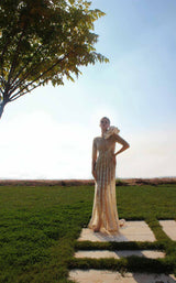 2 of 2 Edward Arsouni Couture SS612 Dress Nude-Gold