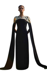 1 of 2 Edward Arsouni Couture SS615 Dress Black-Gold