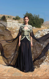 2 of 2 Edward Arsouni Couture SS616 Dress Black-Gold