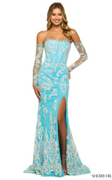 1 of 2 Sherri Hill 55425 Aqua