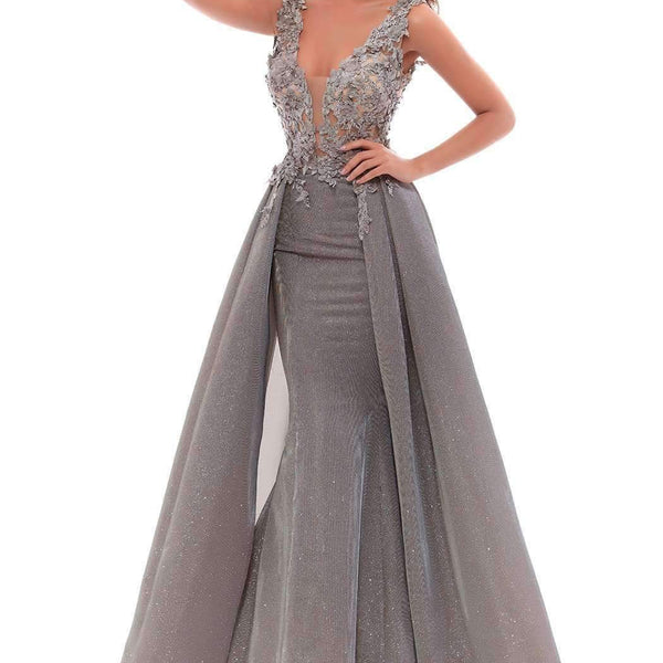 tarik ediz v neck satin dress 50444 Tarik Ediz | Signature Dresses - 51144