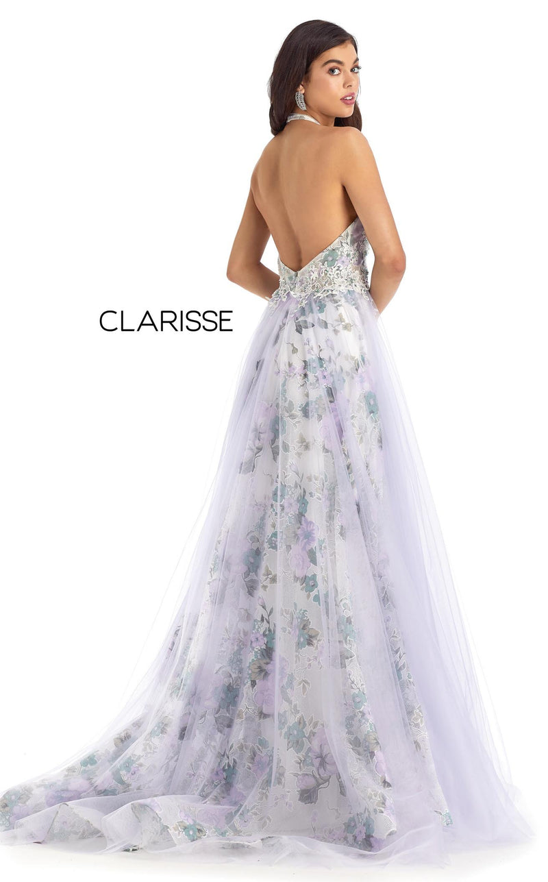 Clarisse 8205 Dress Ivory-Lilac-Print
