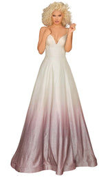 3 of 8 Clarisse 8233 Dress Champagne-Wine-Ombre