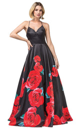 1 of 2 Dancing Queen 2843 Dress Black-Red-Print
