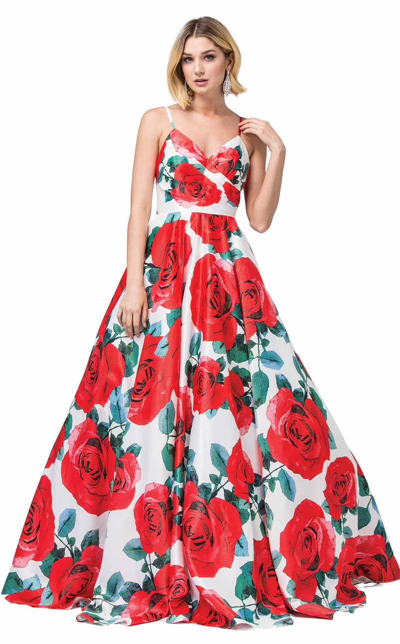 Dancing Queen 2845 Dress White-Red-Print