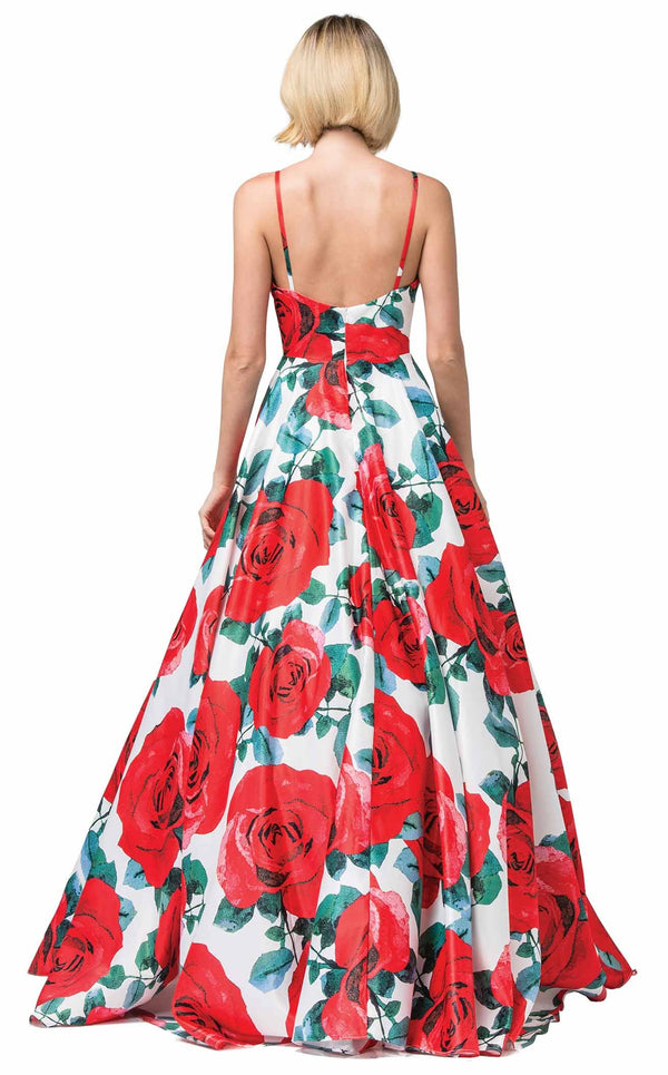 Dancing Queen 2845 Dress White-Red-Print