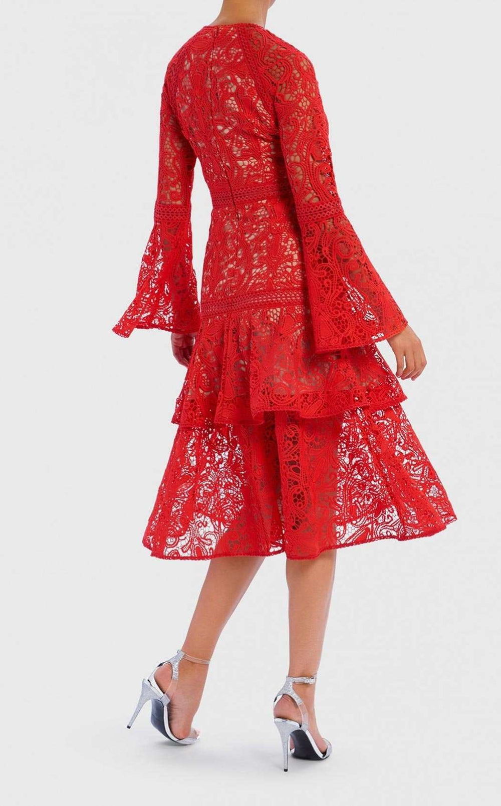 chinese dress ladies Red Lace Sleeve Corset Mini Dress – Rare London main image 0