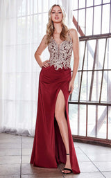 2 of 4 Cinderella Divine ML940 Dress Burgundy