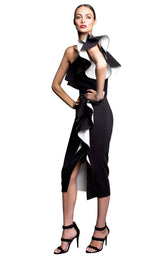 1 of 2 Nicole Bakti 652 Dress Black-White
