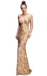 1 of 2 Nicole Bakti 6886 Dress Gold