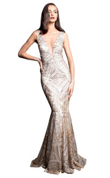 1 of 2 Nicole Bakti 6935 Dress White-Gold