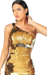 3 of 4 Nicole Bakti 6972 Dress Black-Gold