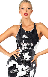 3 of 4 Nicole Bakti 6973 Dress Black-White